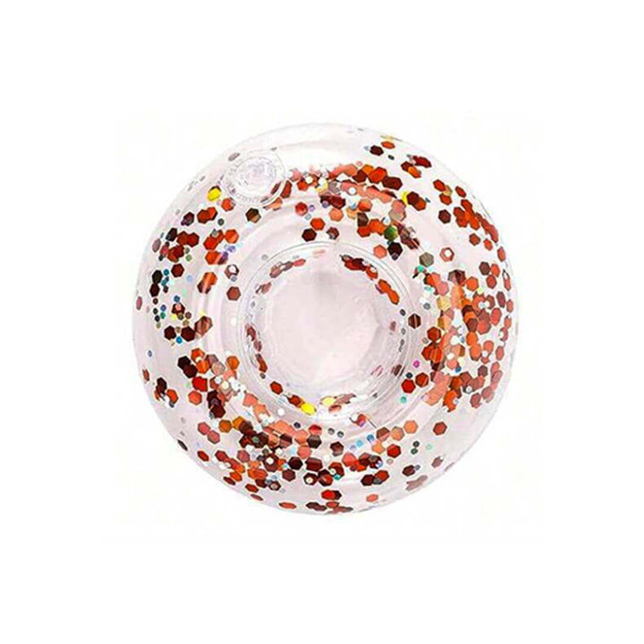 Transparent Inflatable Drink Holder – Sparkling Confetti (6 Colors) Red