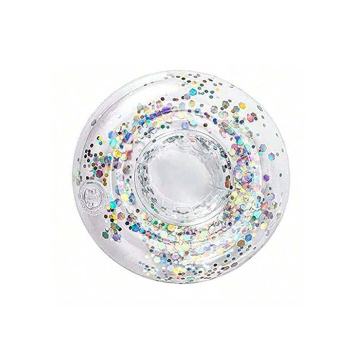 Transparent Inflatable Drink Holder – Sparkling Confetti (6 Colors) Silver