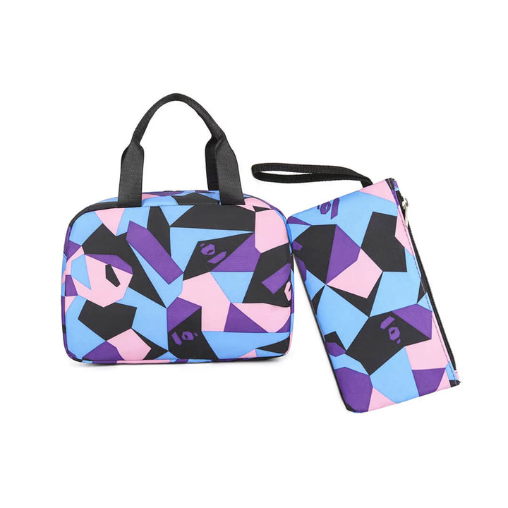 Pencil case and lunch bag with matching geometric triangle design