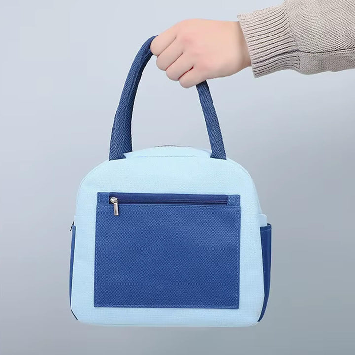 Two-tone insulated lunch bag with durable handles