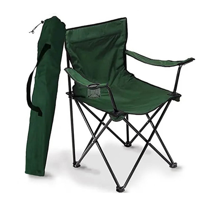 Ultra-Light Folding Camping Chair with Beverage Holder Green