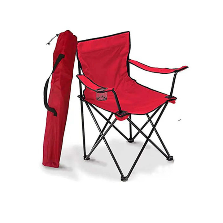 Ultra-Light Folding Camping Chair with Beverage Holder Red
