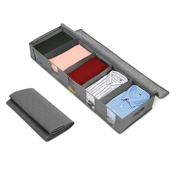 Foldable Under Bed Fabric Storage Organizer with Dividers