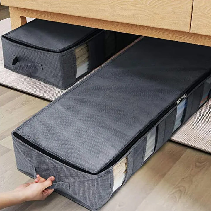 Foldable Under Bed Fabric Storage Organizer with Dividers