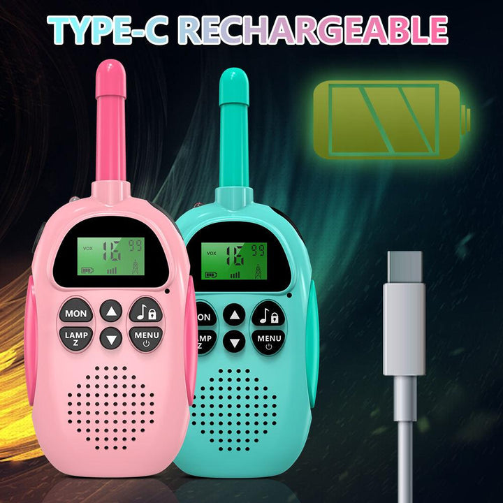 Kids Two-Way Walkie Talkie Set with Flashlight (Teal & Pink)