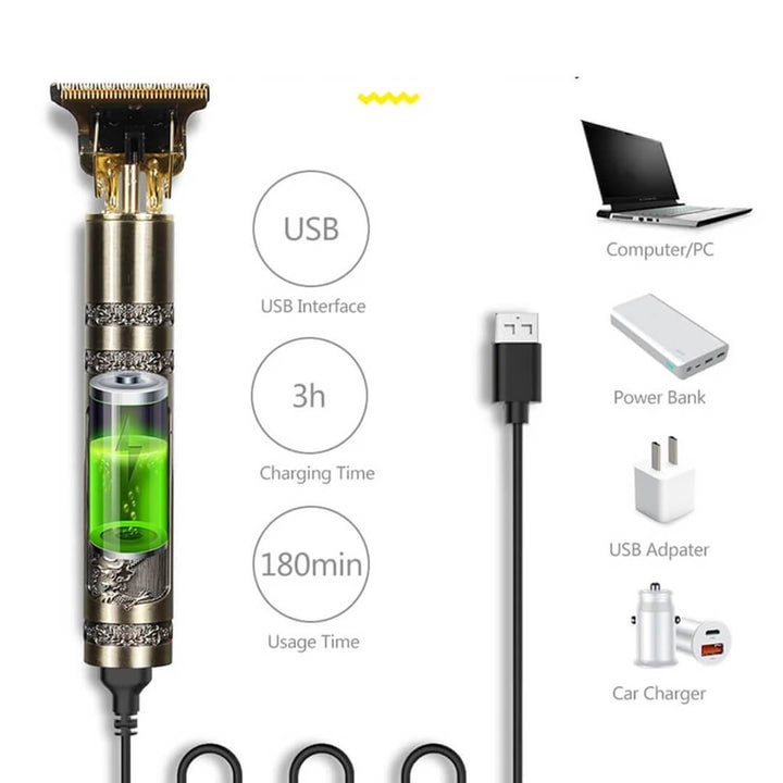 Vintage Electric Hair and Beard Trimmer – USB Rechargeable