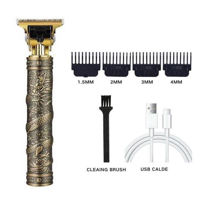 Vintage Electric Hair and Beard Trimmer – USB Rechargeable Dragon Gold