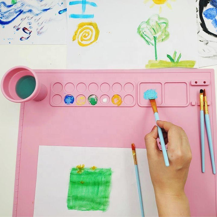 Silicone Washable Paint Mat with Brushes & Detachable Cup