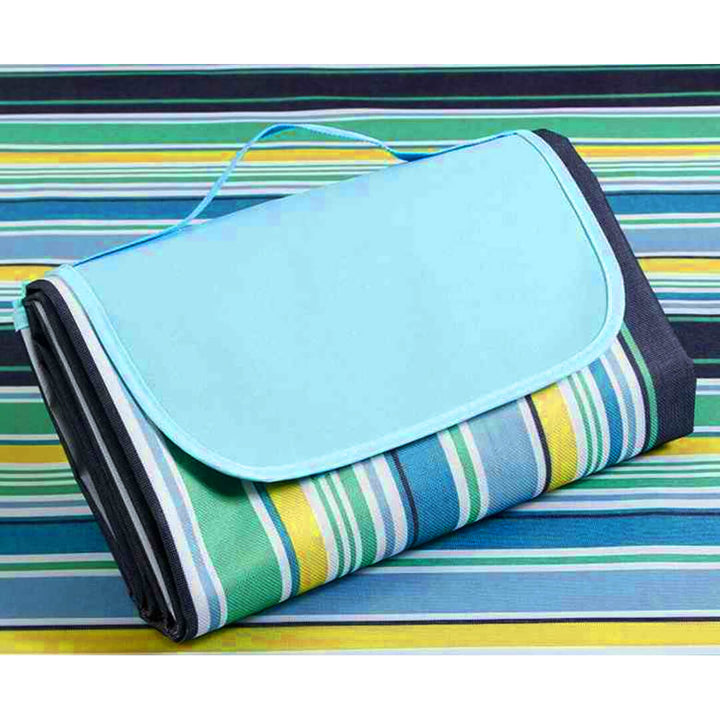 Waterproof Foldable Picnic/Beach Mat Blue Lines