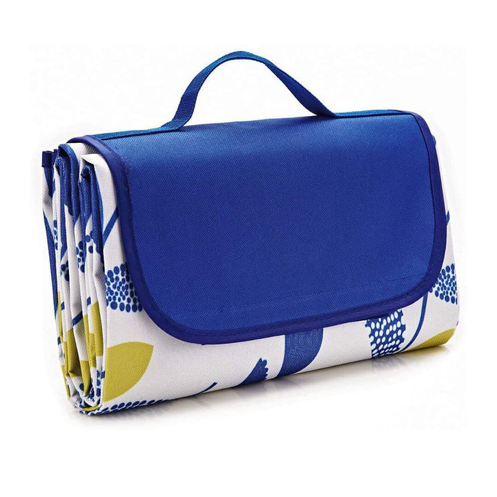 Waterproof Foldable Picnic/Beach Mat Navy Leaves