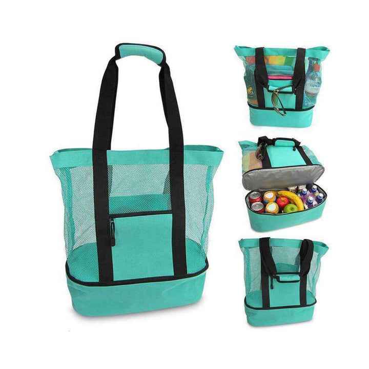 Waterproof Folding Sand-Free Beach & Picnic Mesh Bag Teal