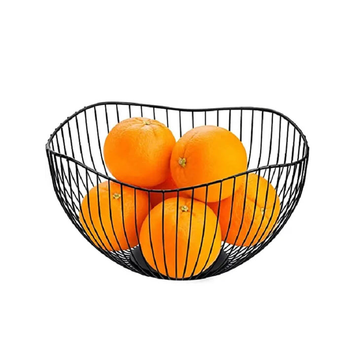 Wavy Iron Metal fruits & Vegetables Basket Black
