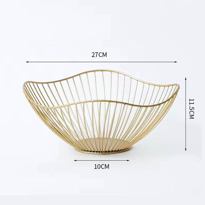Wavy Iron Metal fruits & Vegetables Basket Gold