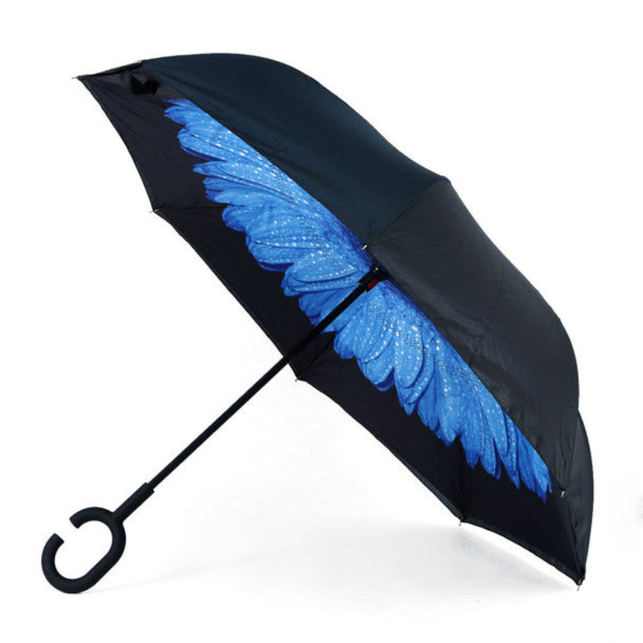 Windproof Reverse Double Layer C-Handle Flower Umbrella