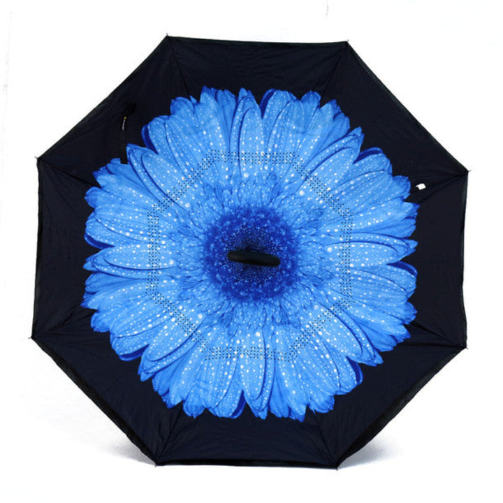 Windproof Reverse Double Layer C-Handle Flower Umbrella