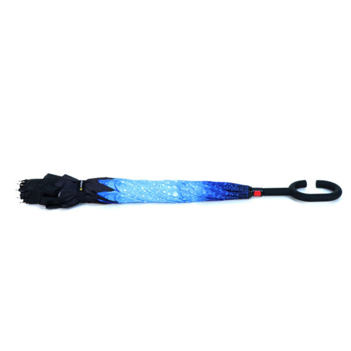 Windproof Reverse Double Layer C-Handle Flower Umbrella