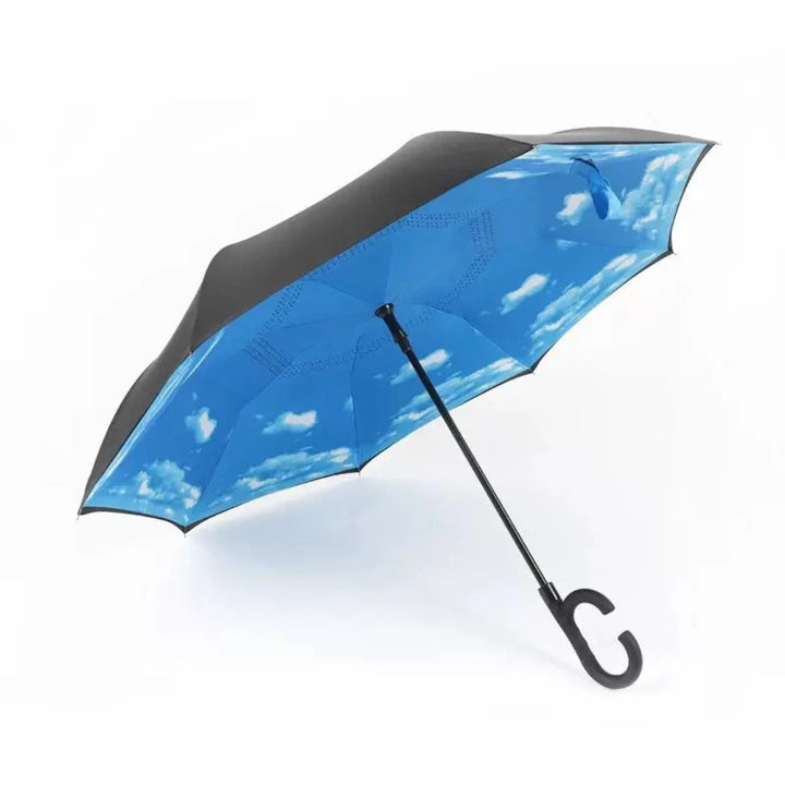 Windproof Reverse Double Layer C-Handle Sky Umbrella
