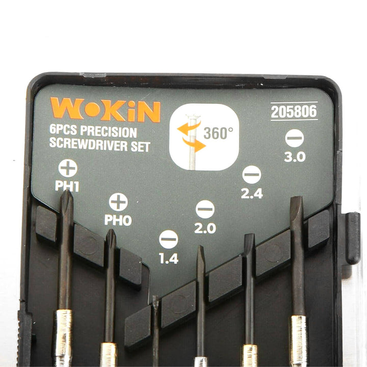 Wokin magnetic tip screwdrivers in plastic box, close-up shot