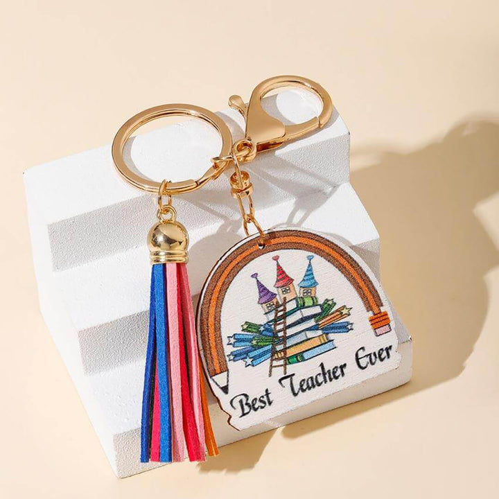 Wooden rainbow keychains for teachers, arch pen design with best etacher ever.
