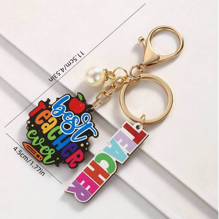 Wooden rainbow keychains for teachers, dimensions