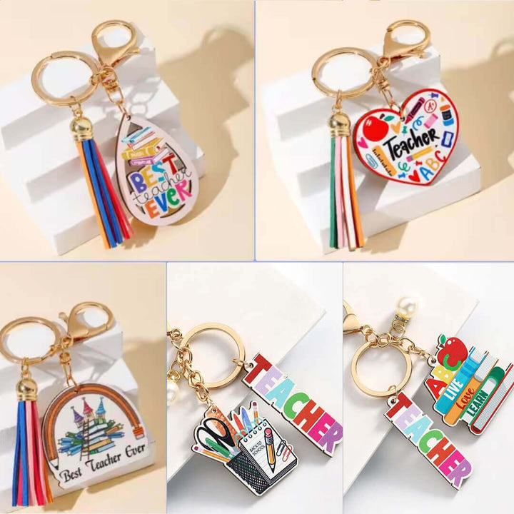 Wooden rainbow keychains for teachers, 5 designs