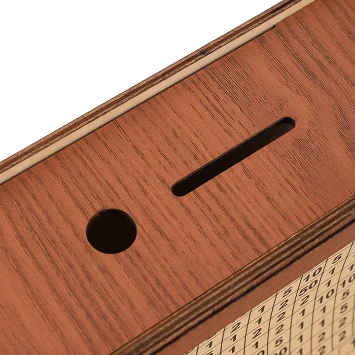 Unbreakable Wooden piggy bank to save paper money and coins.