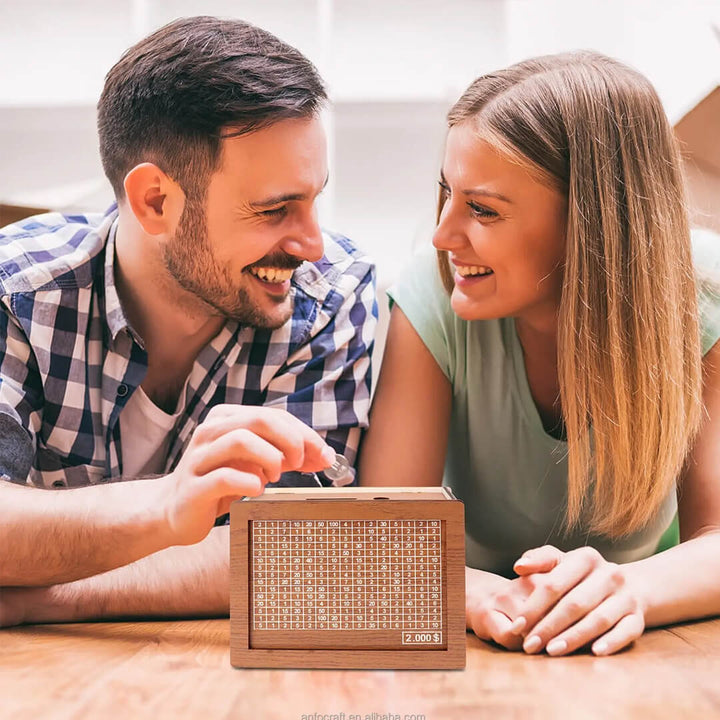 Kids & Adults Wooden piggy bank with tracking, $2000 goal