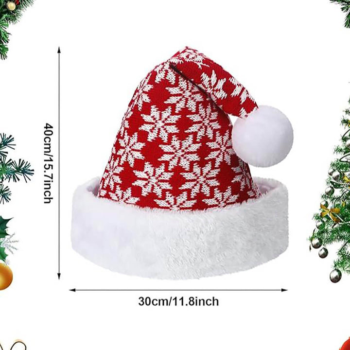 Red knitted wool Christmas hat, dimensions