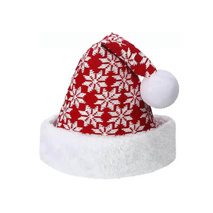 Red Christmas hats, snowflakes design
