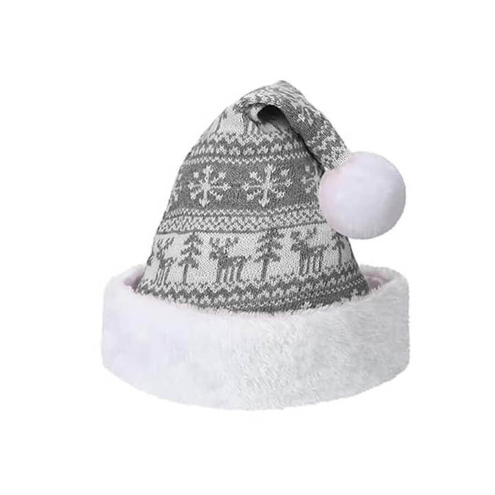 Grey Christmas hats, reindeer & snowflakes design