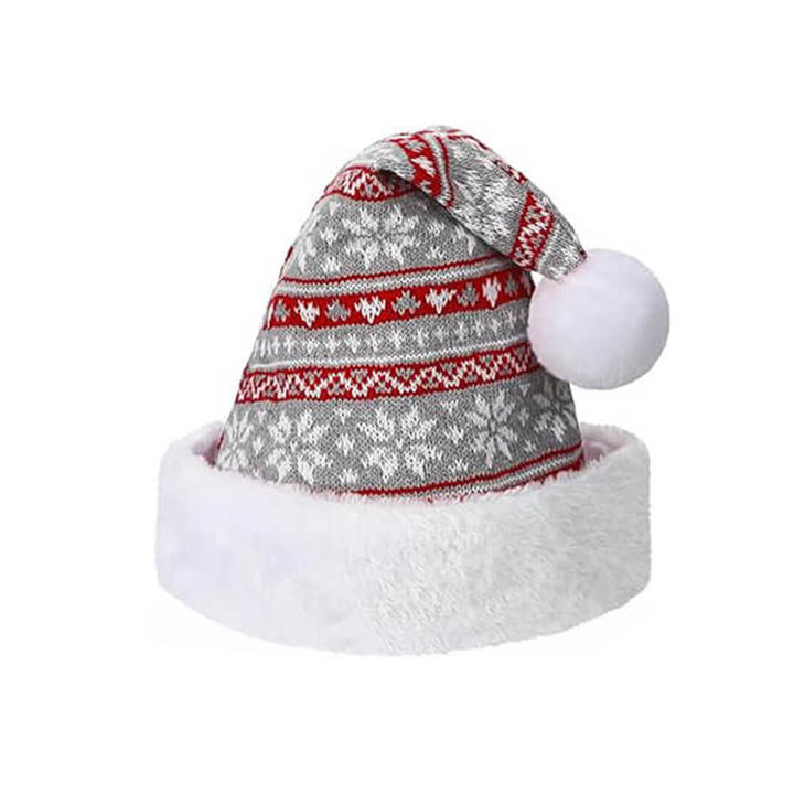 Grey & red  Christmas hats with snowflakes design