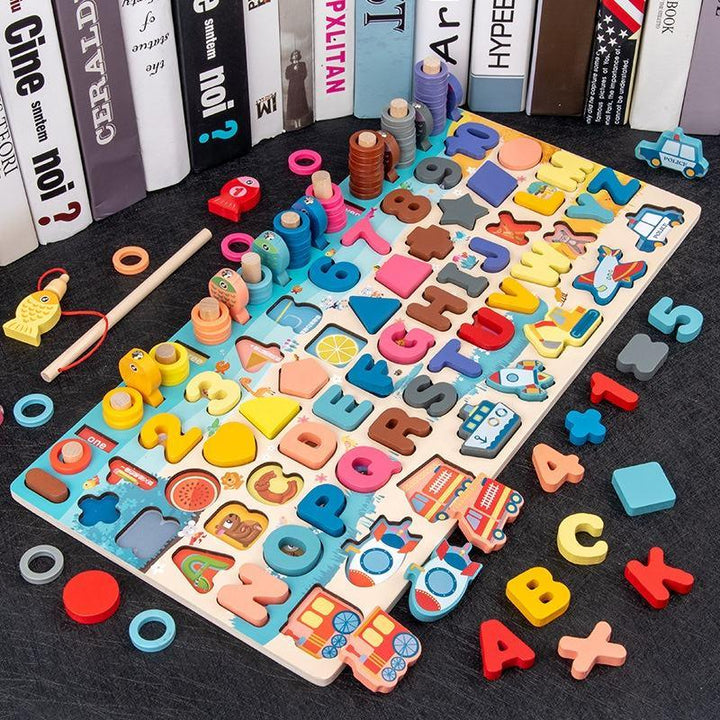 6-in-1 Wooden Educational Toddler Activity Board
