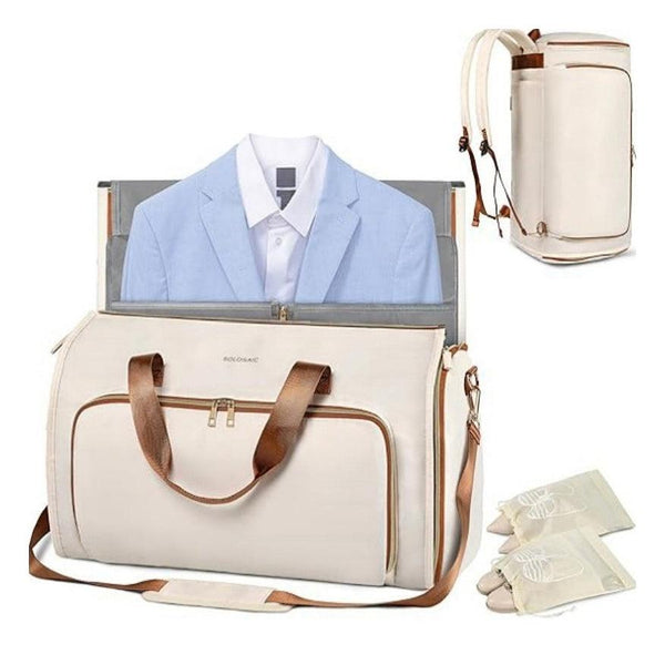 Convertible Waterproof Hanging Suit / Dress Travel Garment Bag & Backpack - Beige beige