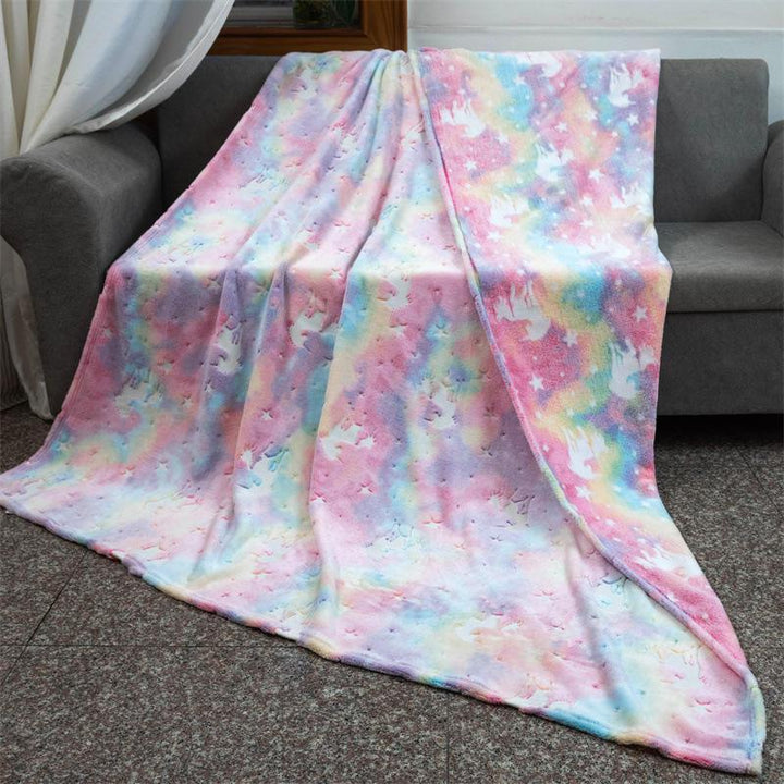 Rainbow Unicorn Glow in the Dark Fleece Blanket - 1 x 1.5 m 1 * 1.5M